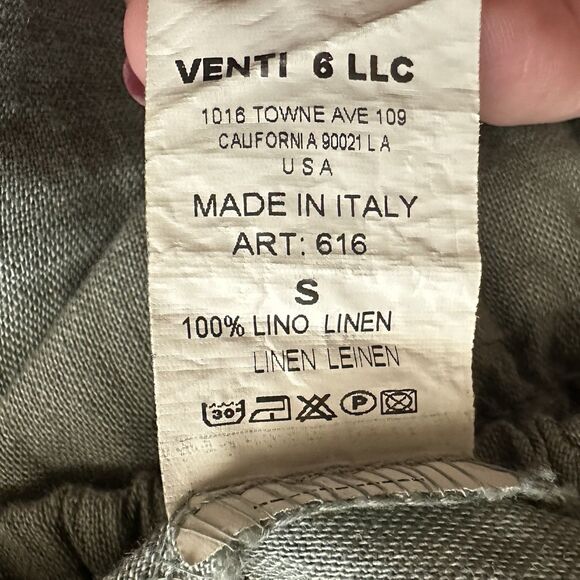 Venti 6 100% Linen Pants Women’s Med Wide Leg Pull-on Green Flowy - Picture 5 of 6